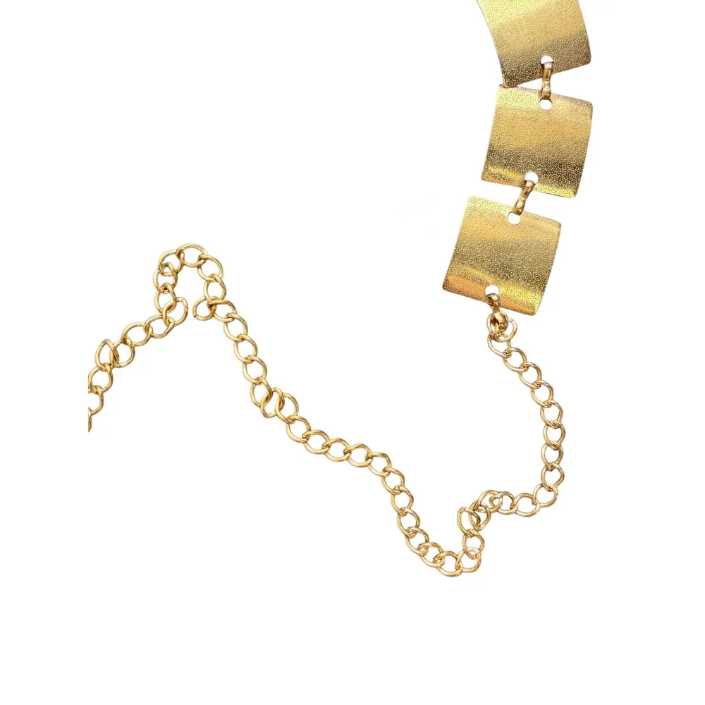 Gold Square Plate Chain Belt Y2K Festival Rave Metal Statement Adjustable OS